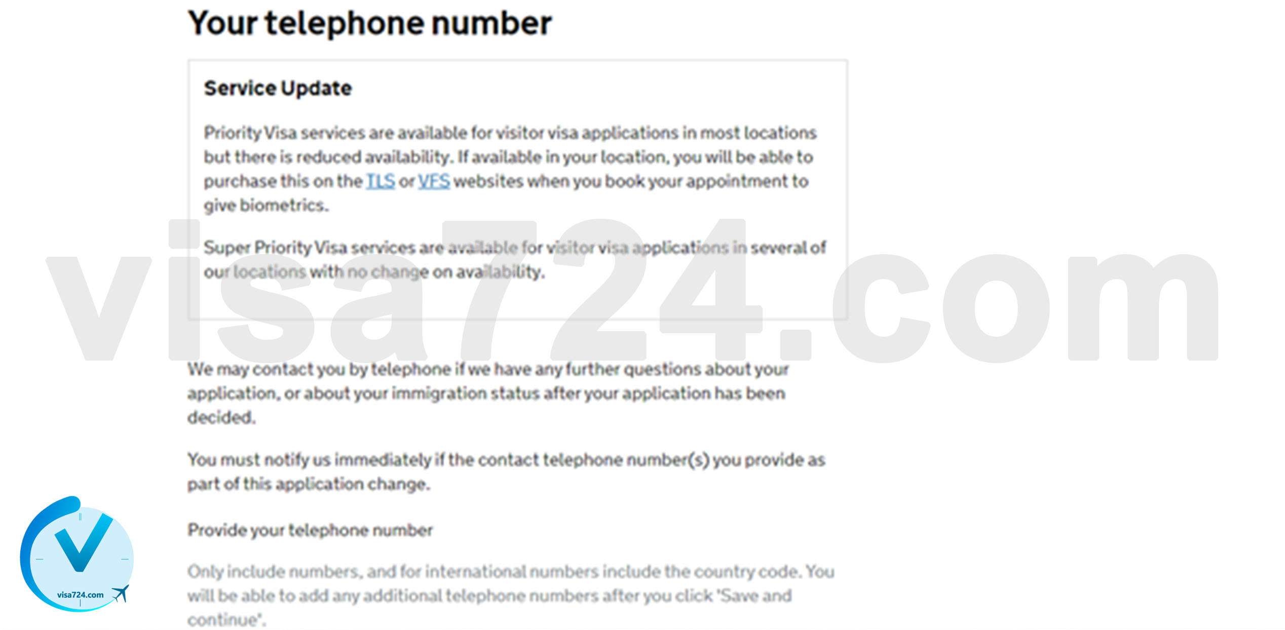 شماره تلفن در درخواست ویزای توریستی انگلیس ویزا724
