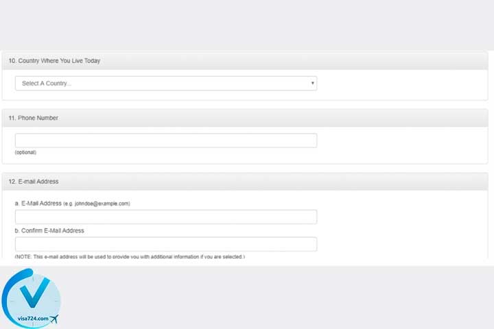 شماره تلفن و کشوری که در آن دنیا آمده اید - ویزا 724 و لاتاری آمریکا