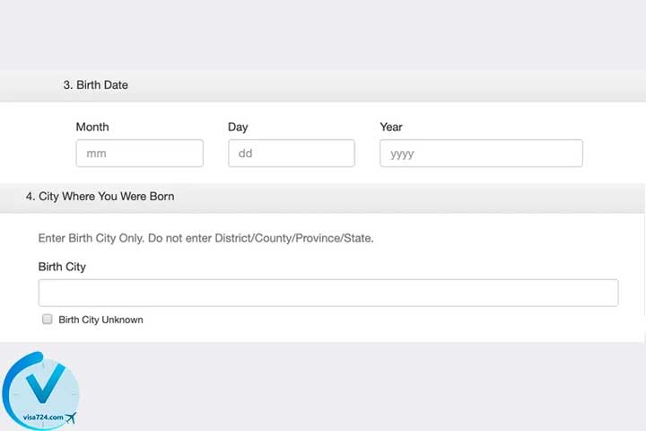 ثبت نام لاتاری آمریکا - بخش شهر محل تولد