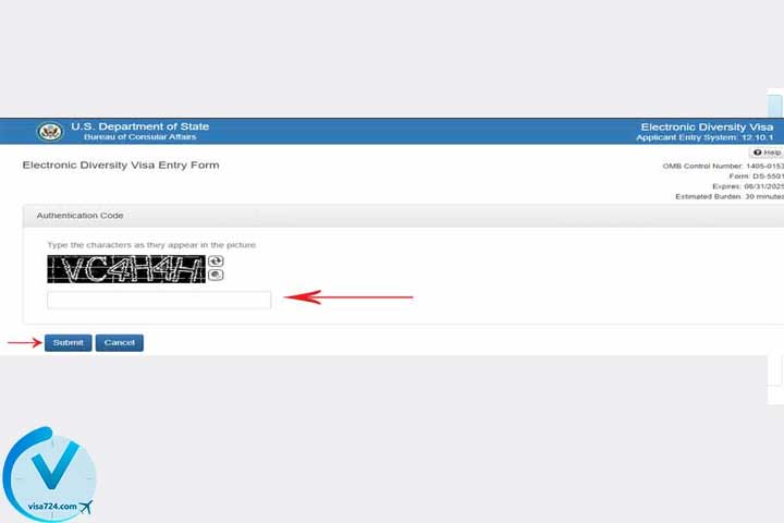 ورود کد ثبت نام لاتاری آمریکا ویزا 724